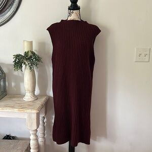 Ribbed Mock Neck Midi Sweater Dress